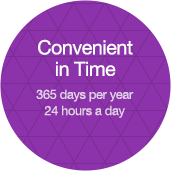 Convenient in Time 365 days per year 24 hours a day
